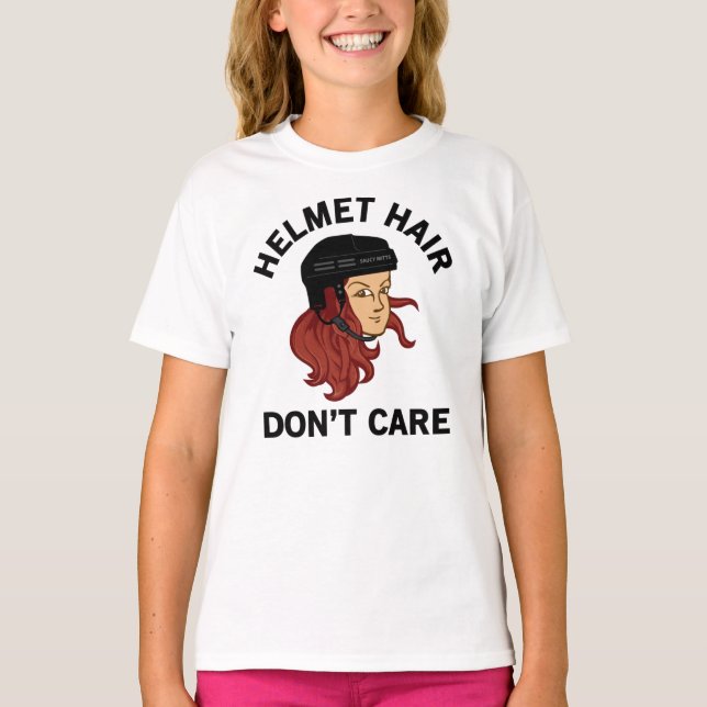 Girls Hockey Helm Haar Keine Sorge Red Head T-Shirt (Vorderseite)
