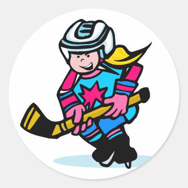 Girls Hockey Runder Aufkleber (Vorderseite)