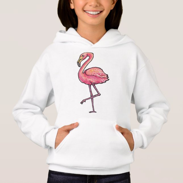 Girl's Hooded Pullover - Flamingo (Vorderseite)