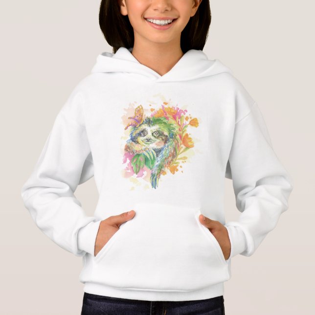 Girl's Hooded Pullover - Sloth (Vorderseite)