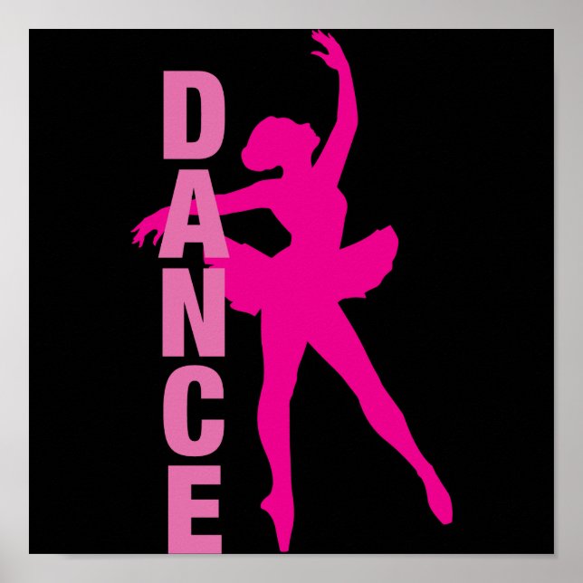 Girls Hot Pink Ballerina Dance Poster (Vorne)