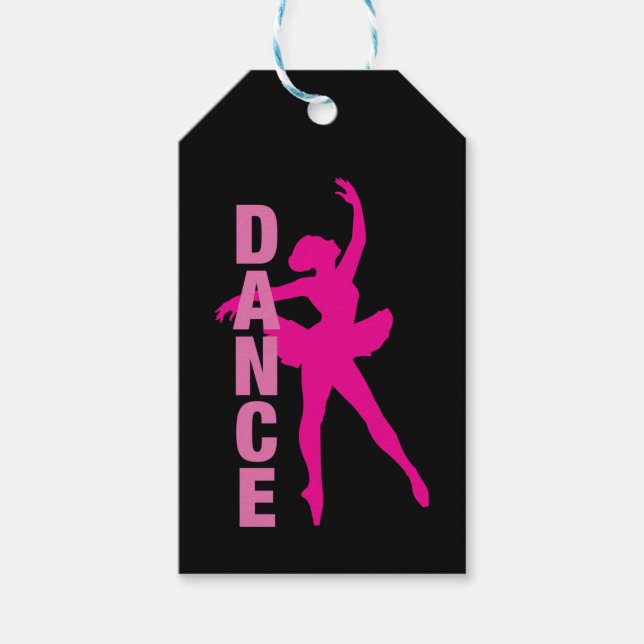 Girls Hot Pink Ballerina Tanz Geschenkanhänger (Vorderseite)