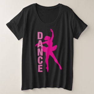 Girls Hot Pink Ballerina Tanz Große Größe T-Shirt