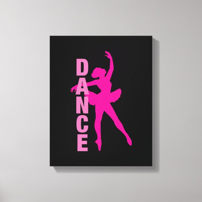 Girls Hot Pink Ballerina Tanz Leinwanddruck (Vorderseite)