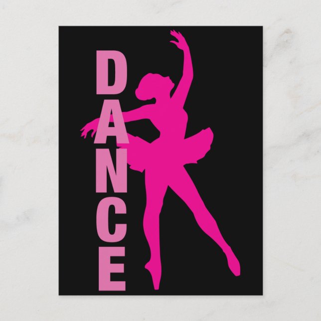 Girls Hot Pink Ballerina Tanz Postkarte (Vorderseite)