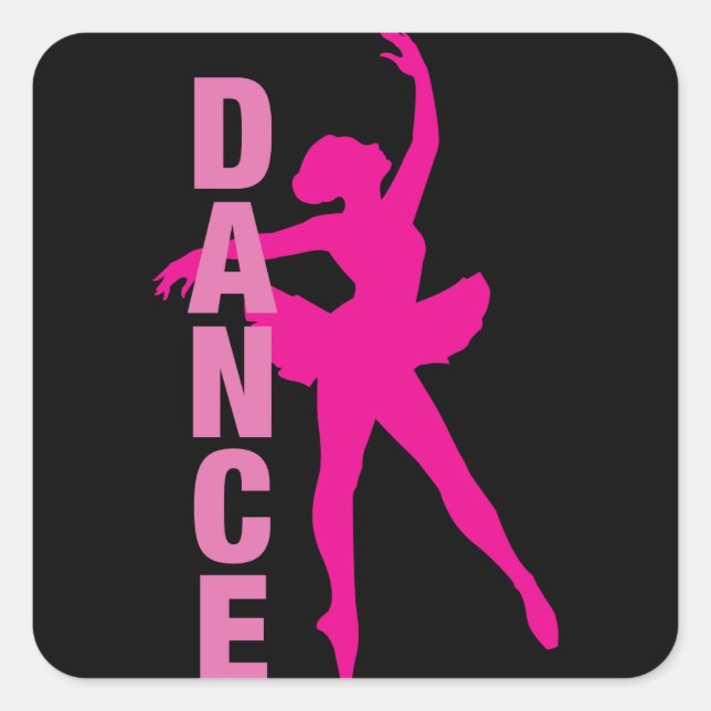 Girls Hot Pink Ballerina Tanz Quadratischer Aufkleber (Vorderseite)