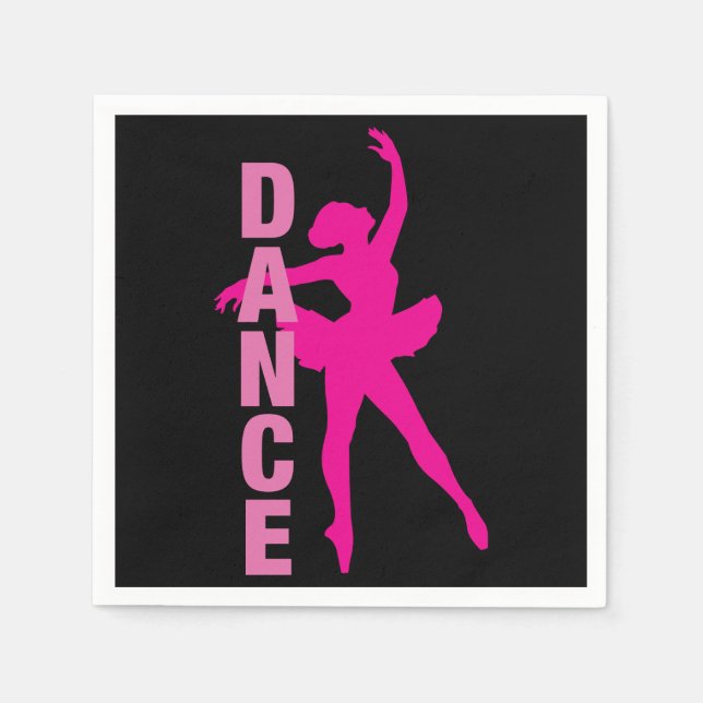 Girls Hot Pink Ballerina Tanz Serviette (Vorderseite)