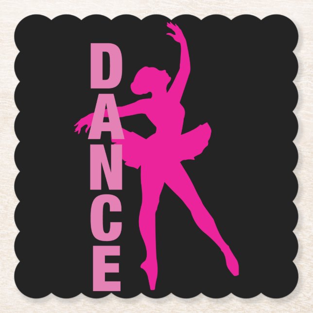 Girls Hot Pink Ballerina Tanz Untersetzer (Vorderseite)
