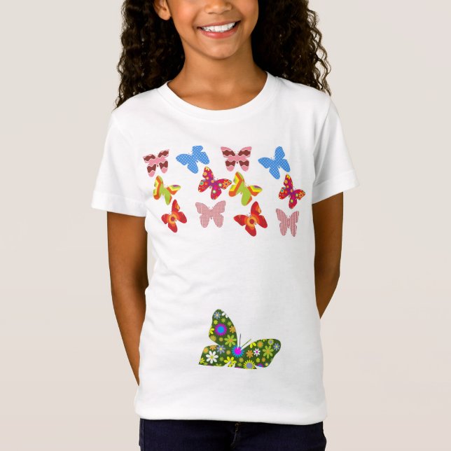 Girls Hübsch Butterflies Tee Shirt (Vorderseite)