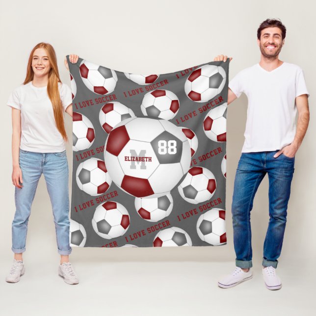 Girls I Liebe Fußball-Mantra-Maroon Fleecedecke (Beispiel)