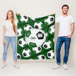 Girls I Liebe Fußball Sportmantra grün schwarz Fleecedecke