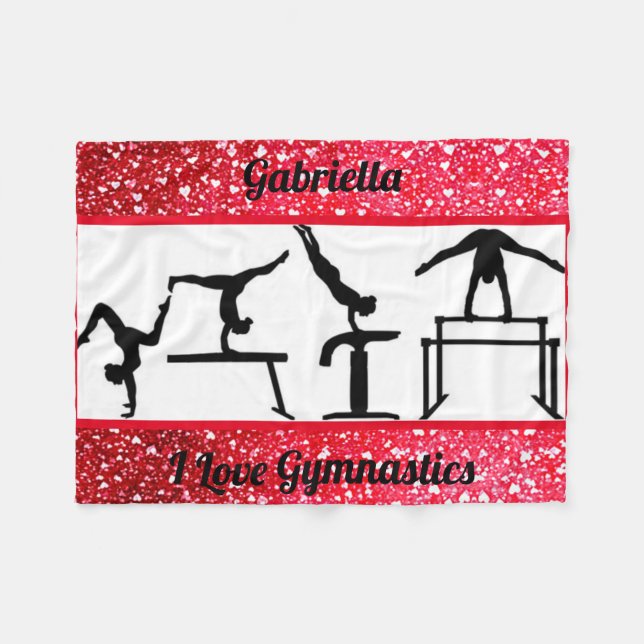 Girls I Liebe Gymnastik Fleece Blanket für Gymnast (Vorderseite (Horizontal))