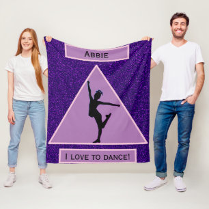 Girls "I Liebe to Dance" Lila Sparkle Fleecedecke