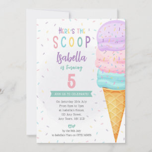 Girls Ice Cream Cone Einladung - Lila Rosa Schotte