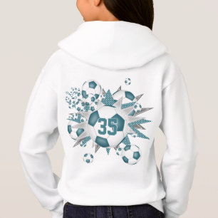 Girls jersey nombre fun turquoise soccer balls sta