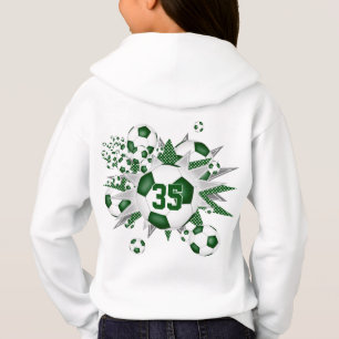 Girls Jersey Nummer Spaß Fußball Bälle Stars grün Hoodie