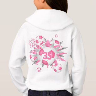 Girls Jersey Nummer Spaß Fußball Bälle Stars pink Hoodie