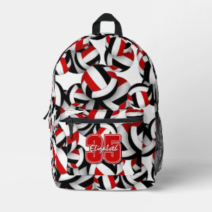 Girls Jungs rotes schwarzes Volleyballteam Farben Bedruckter Rucksack
