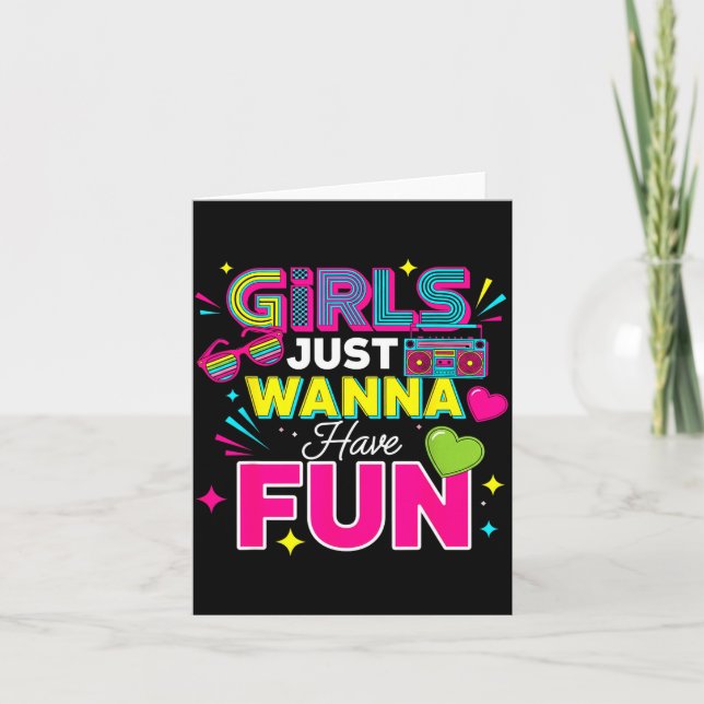 Girls Just W Have Fun Retro 70's 80's 90's Women P Karte (Vorderseite)
