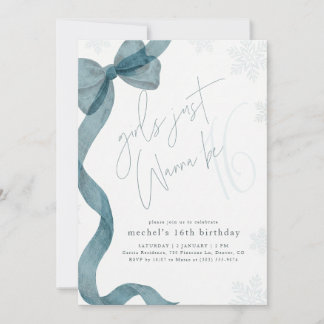 Girls Just Wanna Be 16 | Winter Bow Birthday Einladung
