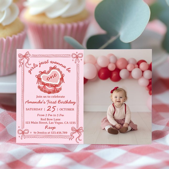 Girls Just Wanna Be One Birthday Party Invitation Dankeskarte (Von Creator hochgeladen)