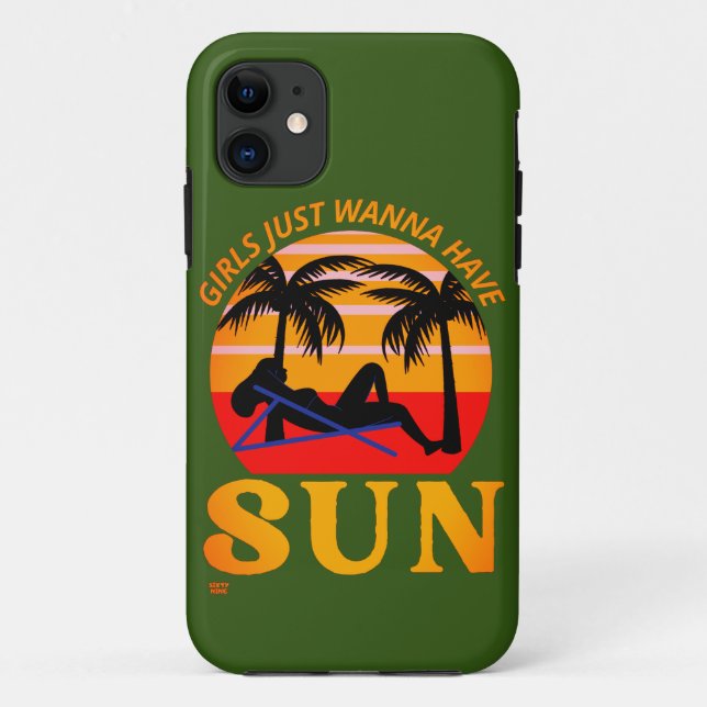 "GIRLS JUST WANNA HAT SUN" lustiges Urlaubsgeschen Case-Mate iPhone Hülle (Rückseite)