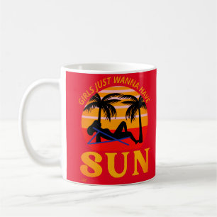 "GIRLS JUST WANNA HAT SUN" lustiges Urlaubsgeschen Kaffeetasse