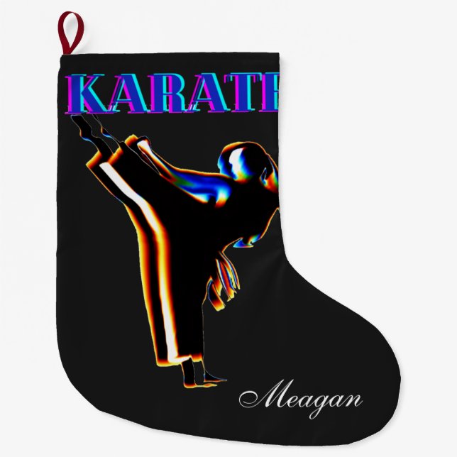 Girls Karate Abstrakt Blur Großer Weihnachtsstrumpf (Vorderseite)