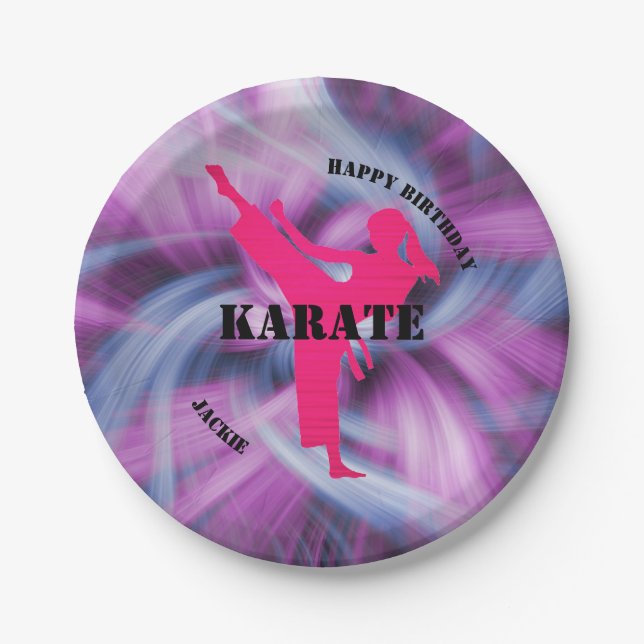 Girls Karate Birthday Party Paper Teller (Vorderseite)