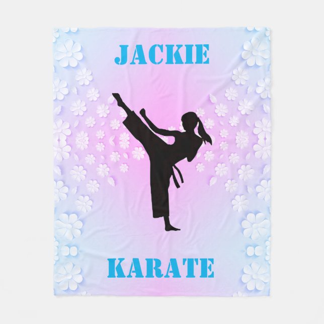 Girls Karate Floral Fleecedecke (Vorderseite)