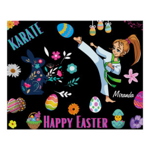 Girls Karate Happy Oaster Decorative Poster