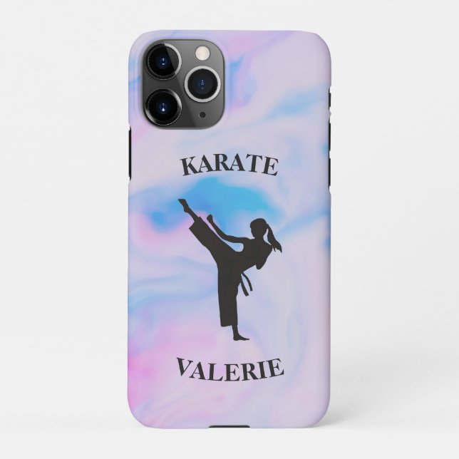 Girls Karate Pastel Swirl iPhone Hülle (Rückseite)