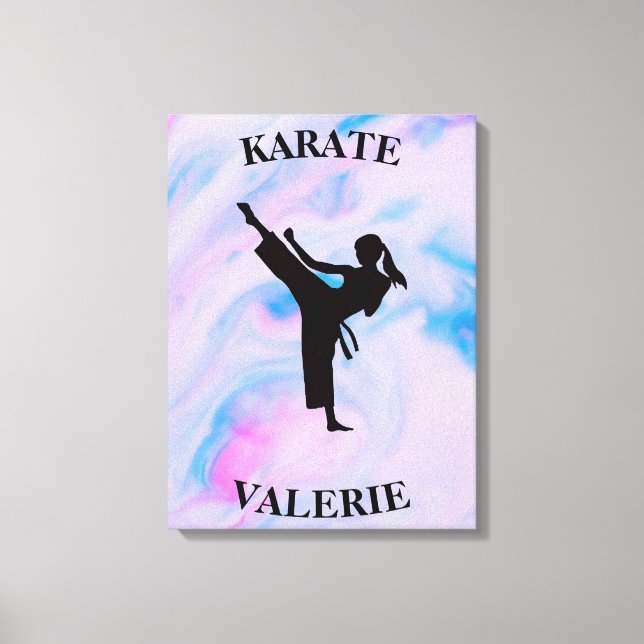 Girls Karate Pastel Swirl Leinwanddruck (Vorderseite)