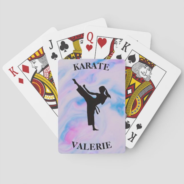 Girls Karate Pastel Swirl Spielkarten (Rückseite)