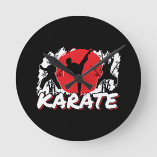 Girls Karate - Patriotic Japan Japanisches Thema Runde Wanduhr