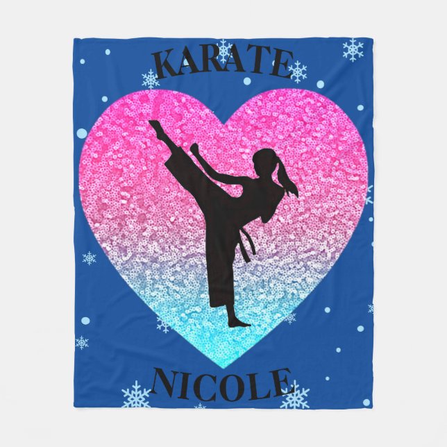 Girls Karate Snowflake Fleece Blanket (Vorderseite)