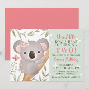 Girls Koala Geburtstagsparty Einladung