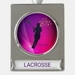 Girls Lacrosse Banner-Ornament Silber