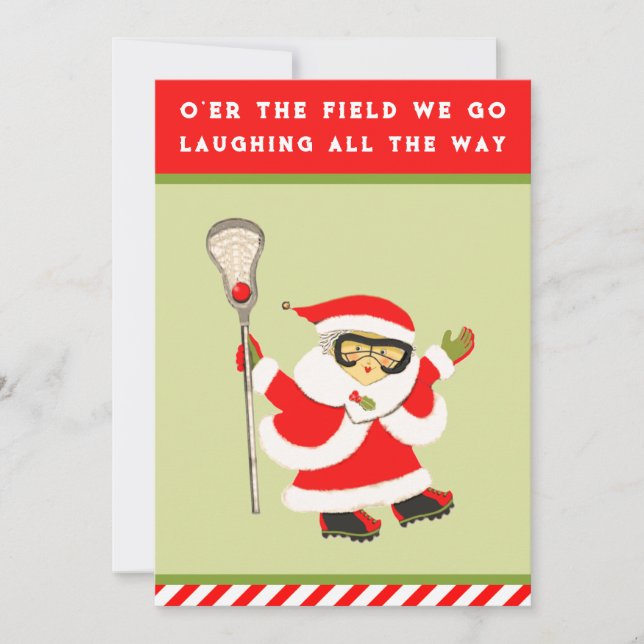 Girls Lacrosse Feiertagskarte (Vorderseite)