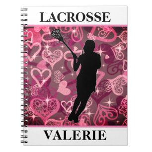 Girls Lacrosse Floating Rose Herz Notizblock