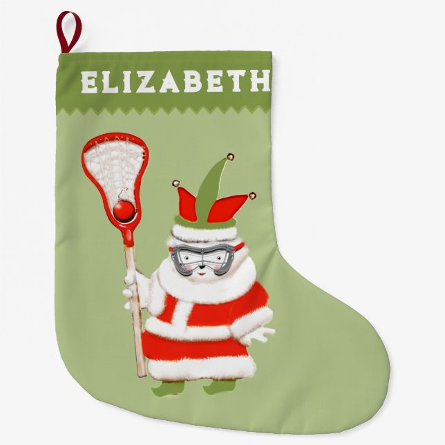 Girls Lacrosse Großer Weihnachtsstrumpf (Vorderseite)