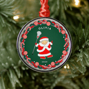 Girls Lacrosse Ornament Aus Metall