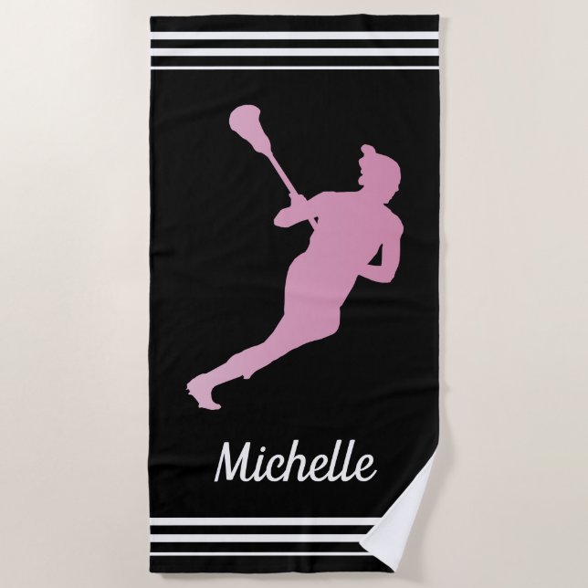 Girls Lacrosse Personalisiert Strandtuch (Vorderseite)