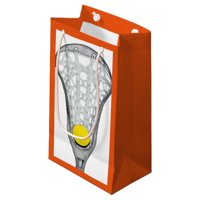 Girls Lacrosse Team Orange Kleine Geschenktüte (Vorderseite Schrägansicht)