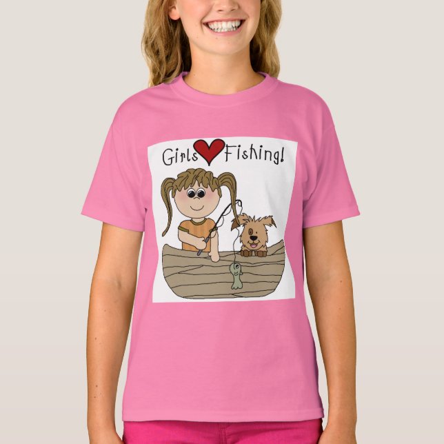 Girls Liebe Fischerei T-Shirt (Vorderseite)