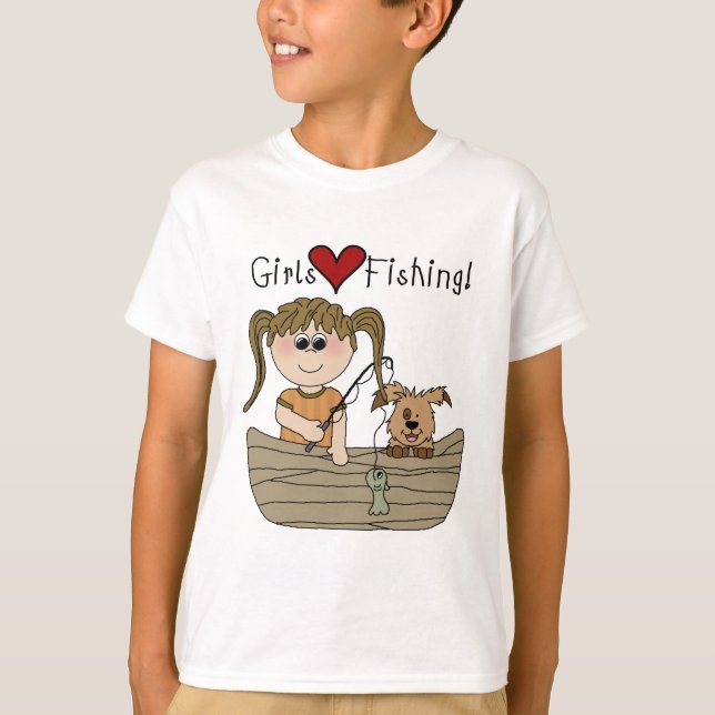 Girls Liebe Fischerei T-Shirt (Vorderseite)