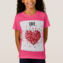 Girls Liebe Herz Ray Custom T - Shirt