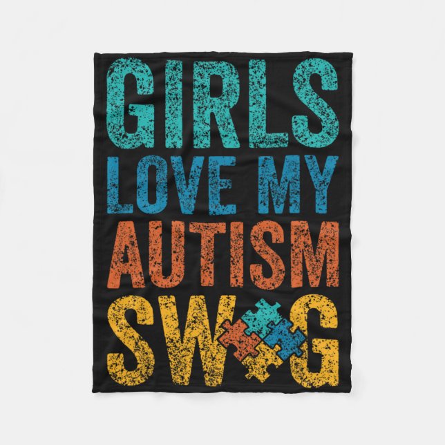 Girls Liebe Mein Autismus WAG Unterstützung Autist Fleecedecke (Vorderseite)
