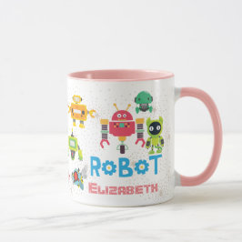 Girls Liebe ROBOTS Pink Benannt Witziger Niedliche Tasse