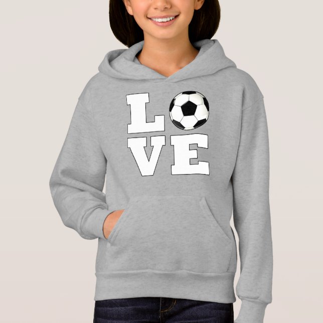 Girls LIEBE Soccer (futbol) Spieler Niedlich Sport Hoodie (Vorderseite)